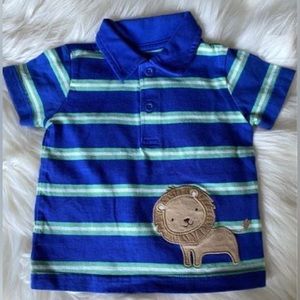 Child of mine Carter’s Blue green white striped short sleeve boys polo shirt
